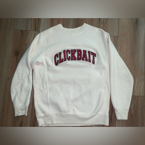 CLICKBAIT David Dobrik Merchandise, White Sweatshirt/Crewneck - Picture 3 of 7